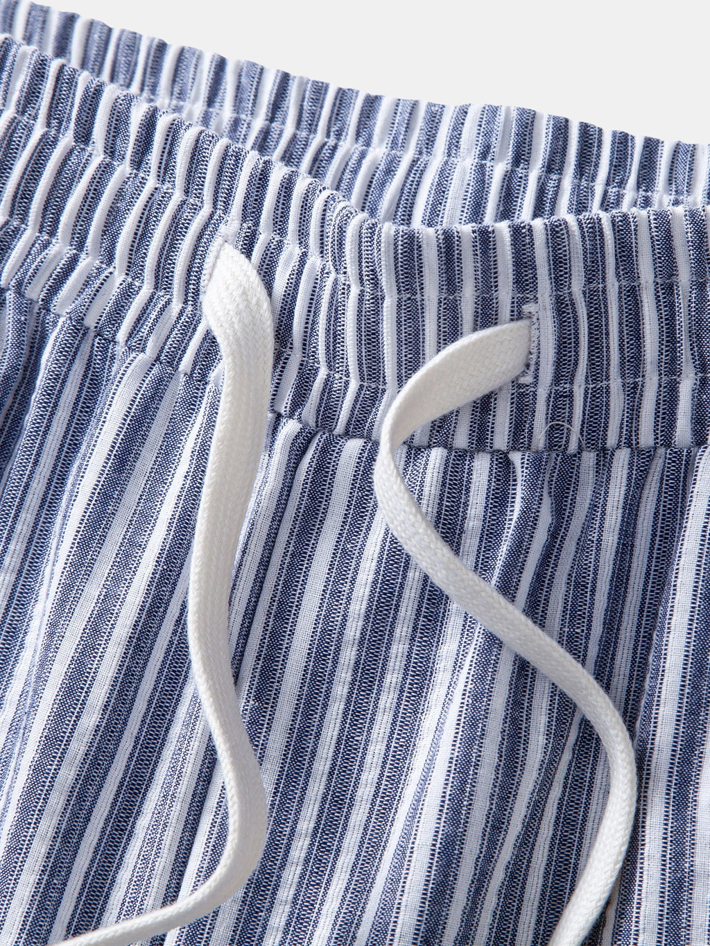 Short Sleeve Linen Look Stand Collar Shirt & Linen Look Stripe Straight Leg Pants