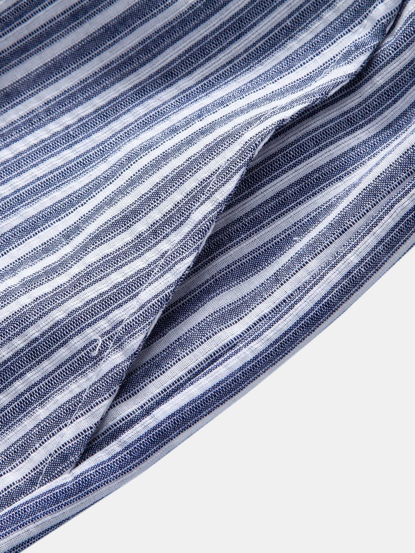Geometry Rhombus Jacquard Button Up Shirt & Linen Look Stripe Straight Leg Pants
