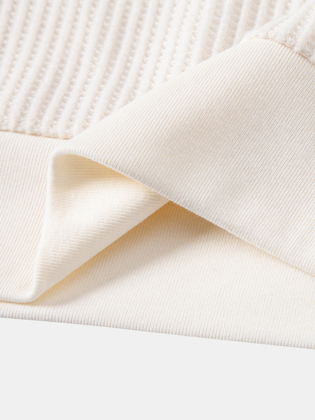 Contrast Knit Waffle Johnny Collar Polo & Drawstring Knitted Waffle Pants
