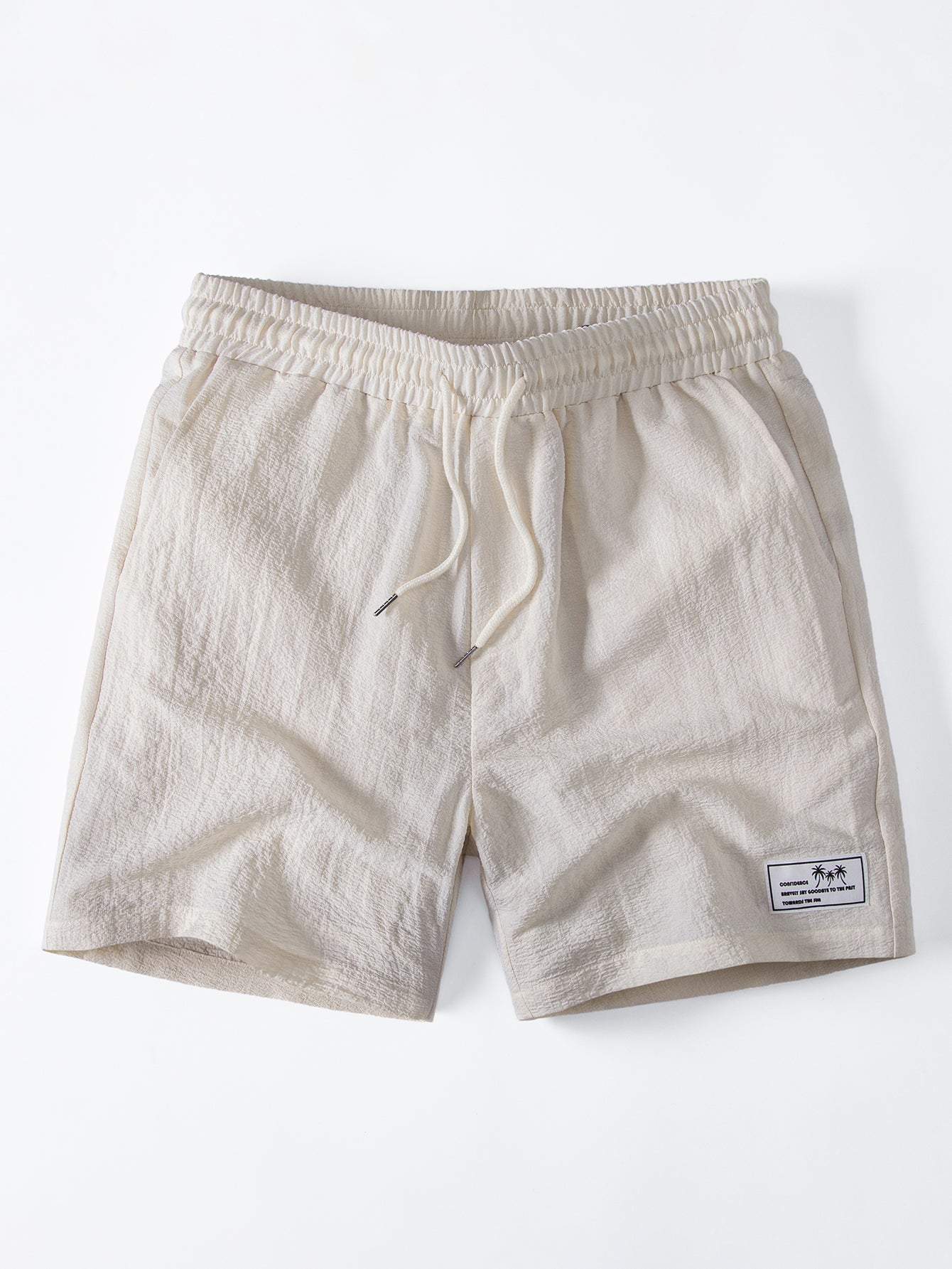 Regular Fit Palm Tree Print Cotton T-Shirt & Palm Tree Patch Seersucker 6" Shorts