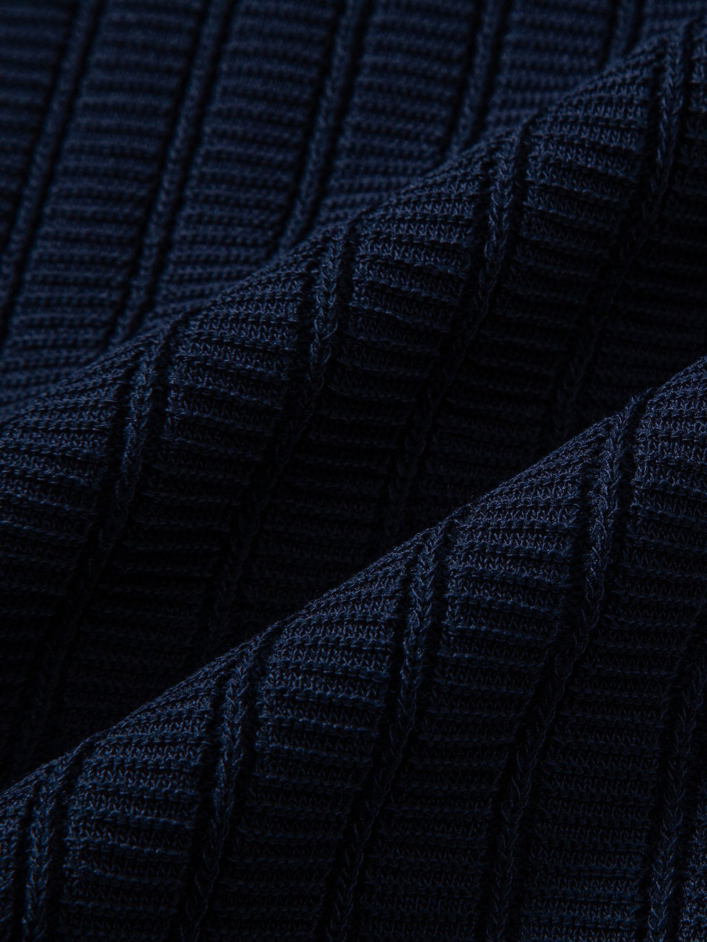 Contrast Textured Johnny Collar Knit Polo & Drawstring Knitted Waffle Pants