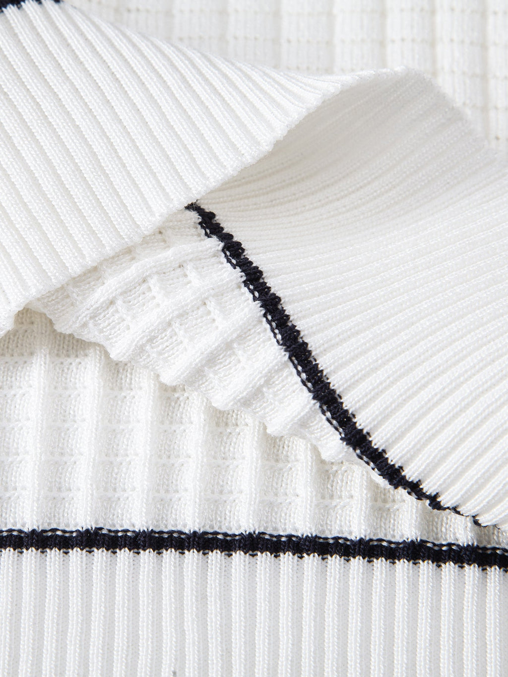 Contrast Trim Waffle Zipper Knit Polo & Slim Fit Tapered Trousers