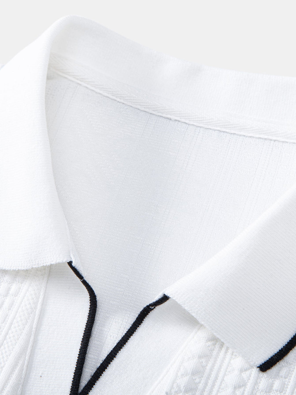 Geometric Jacquard V Neck Polo & Slim Fit Tapered Trousers