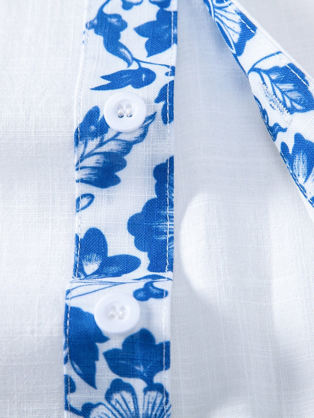 Contrast Floral Print Linen Look Shirt & Straight Leg Linen Pants