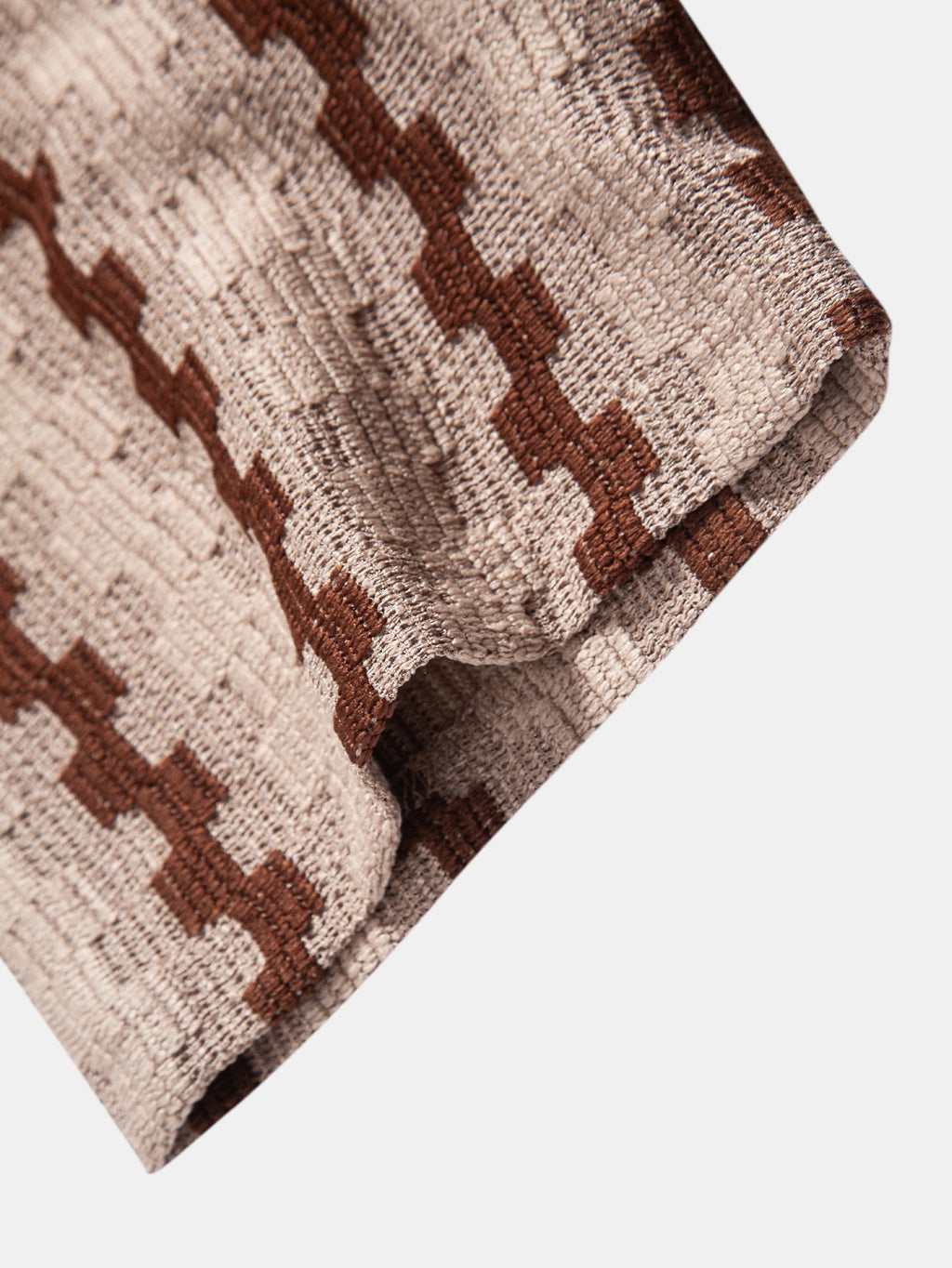 Plaid Jacquard Button Up Shirt & Crinkle Textured Straight Leg Pants