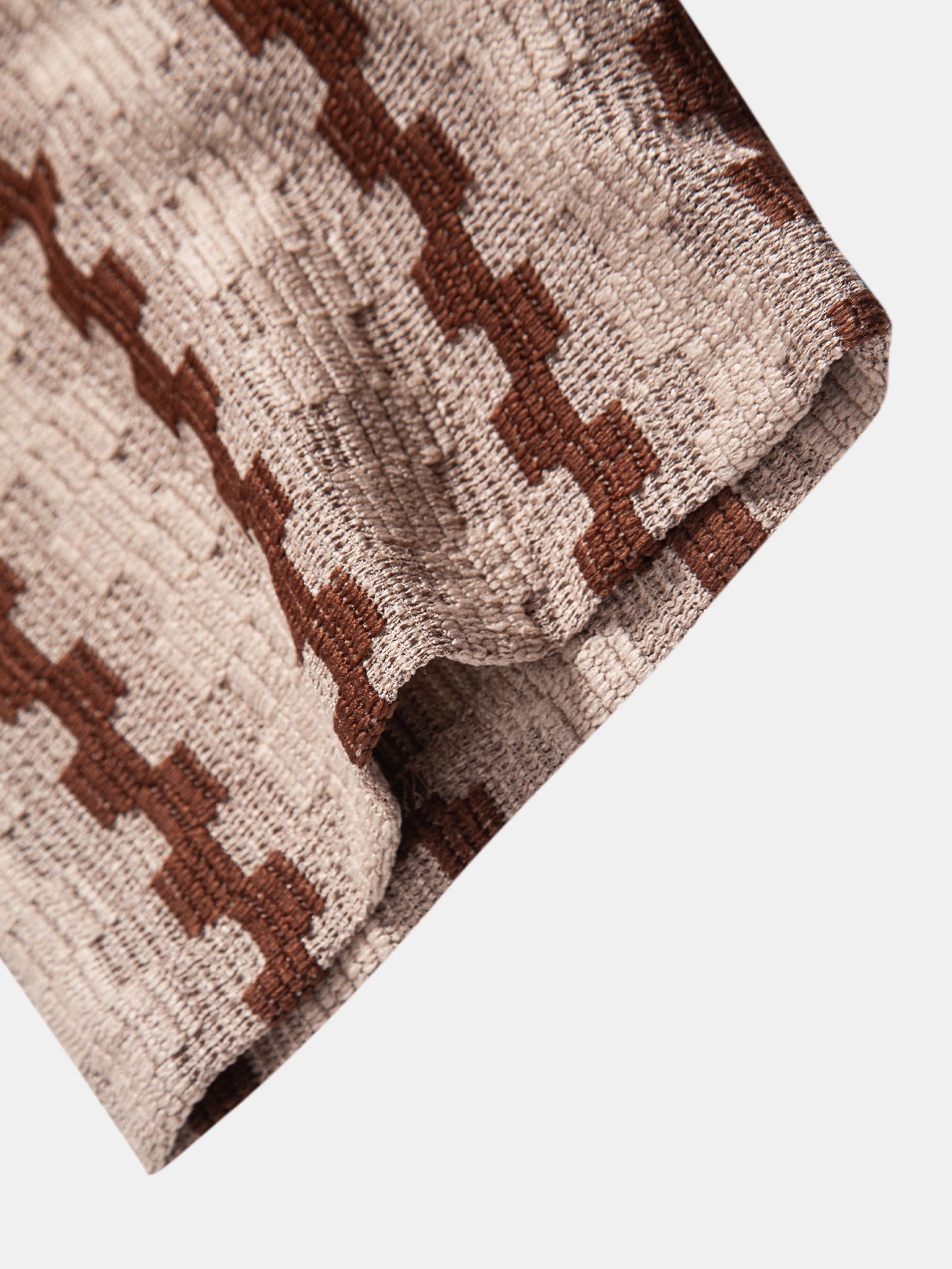 Plaid Jacquard Button Up Shirt & Straight Leg Linen Pants