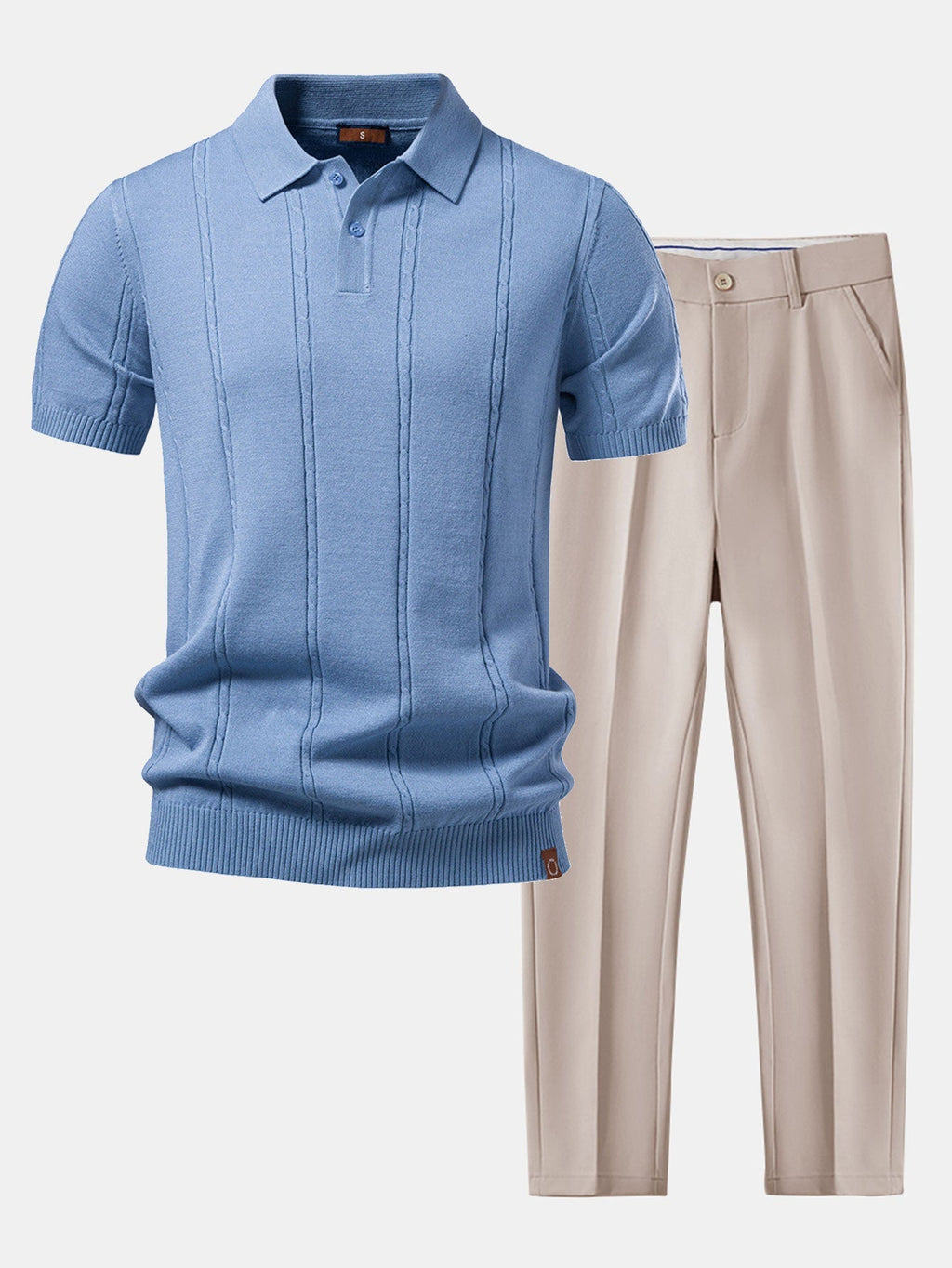 Twist Knit Polo & Slim Fit Tapered Trousers