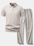 Twist Knit Polo & Elastic Waist Straight Leg Trousers