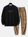 Paris Print Relax Fit Sweatshirt & Drawstring Corduroy Cargo Risque