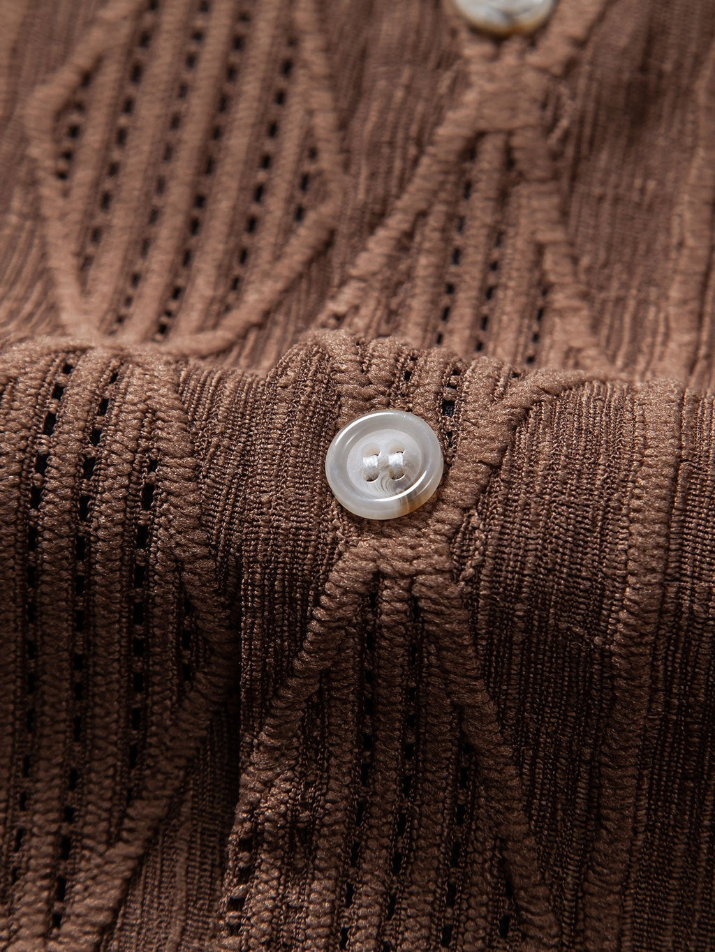 Geometric Jacquard Eyelet Cuban Shirt & Linen Blend Drawstring 7" Shorts