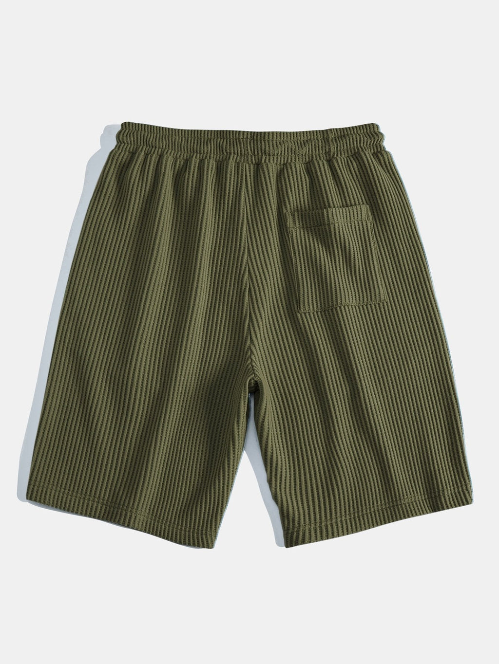 Contrast Knit Waffle Johnny Collar Polo & Drawstring Knitted Waffle Shorts