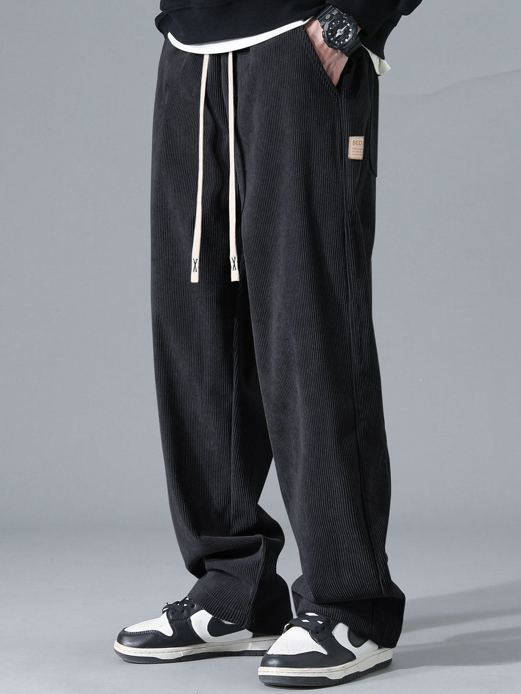 2 In 1 Crew Neck Stretch Corduroy Sweatshirt & Straight Leg Corduroy Pants