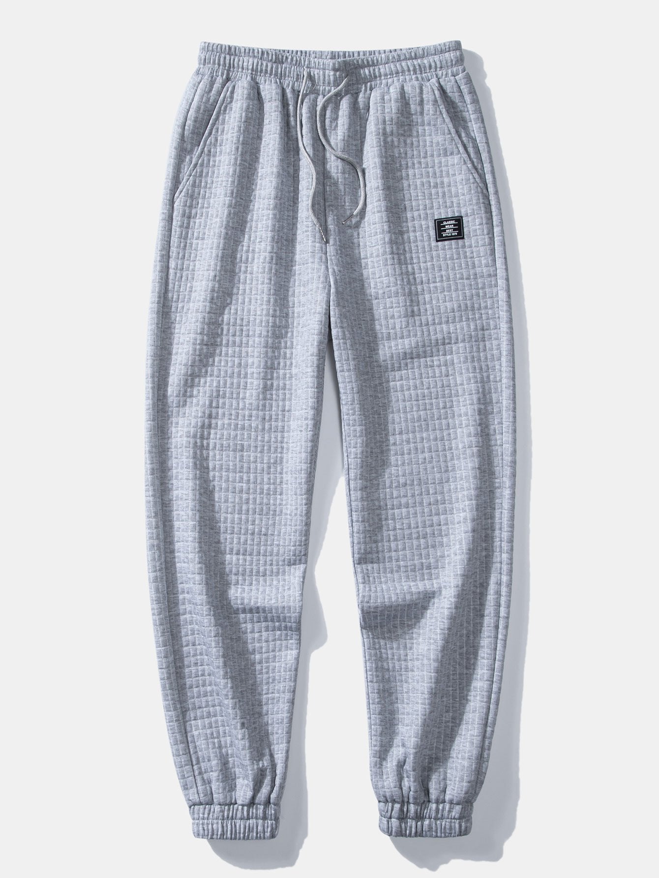 Contrast Waffle Hooded Shirt & Drawstring Waffle Jogger Pants