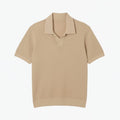 Cotton Blend Open Polo Collar Sweater
